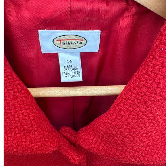 Talbots Wool Tweed Ruby Red Pea Coat Women 14 - Picture 8 of 8